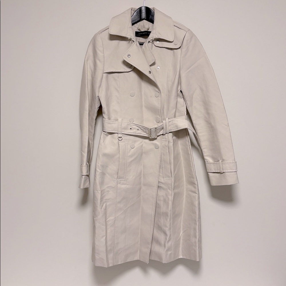 Zara beige structured trench coat xs preowned